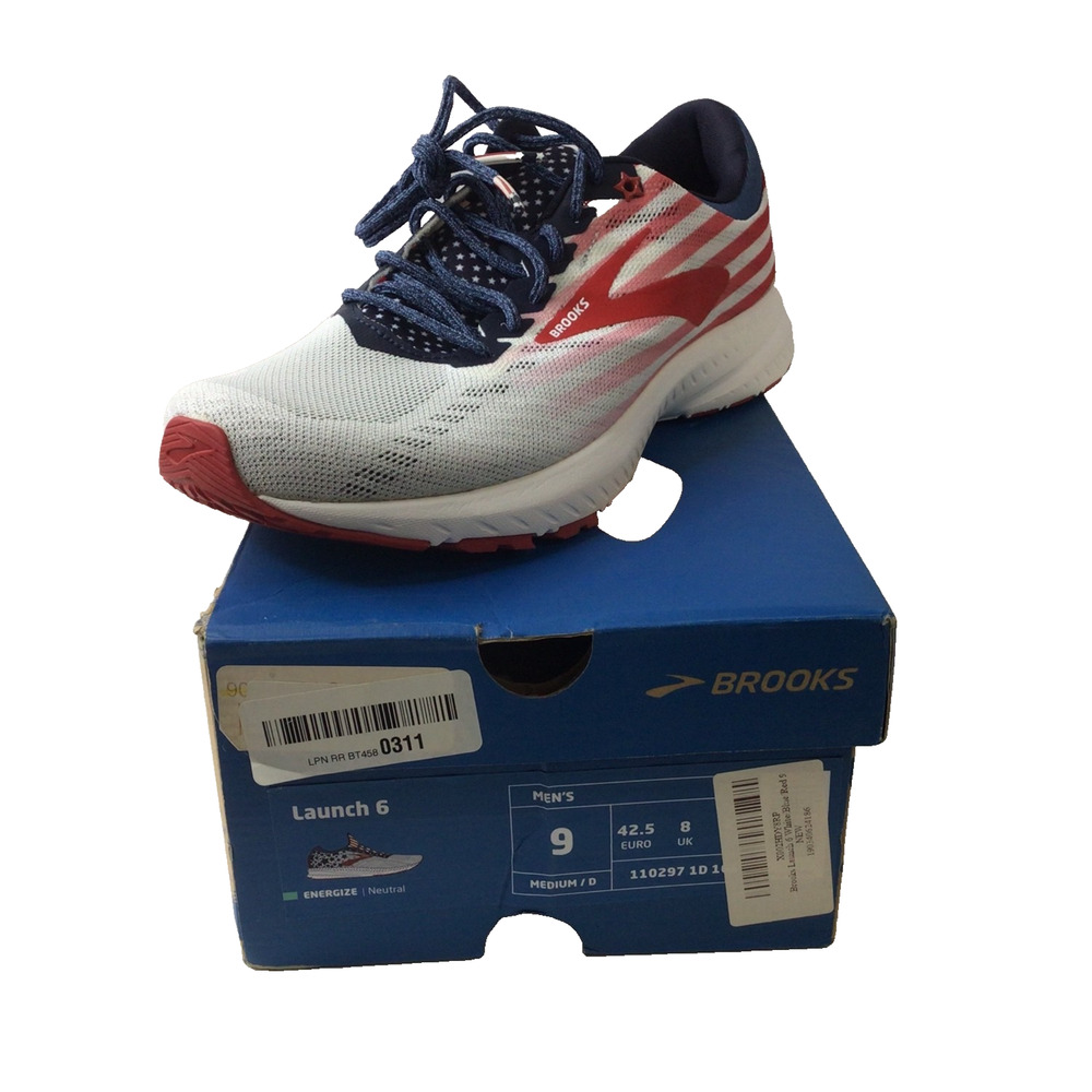 Brooks Launch 6 Mens Running Shoes Energize Patriotic Print Size 9 New